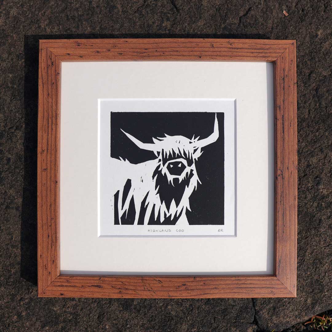 Highland Coo Original Linocut - 3