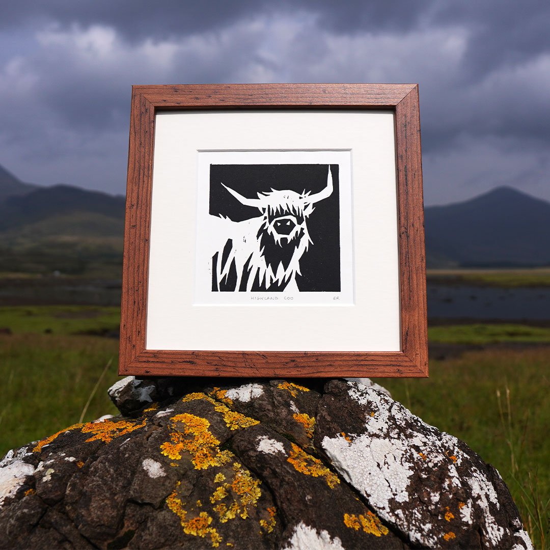 Highland Coo Original Linocut - 4