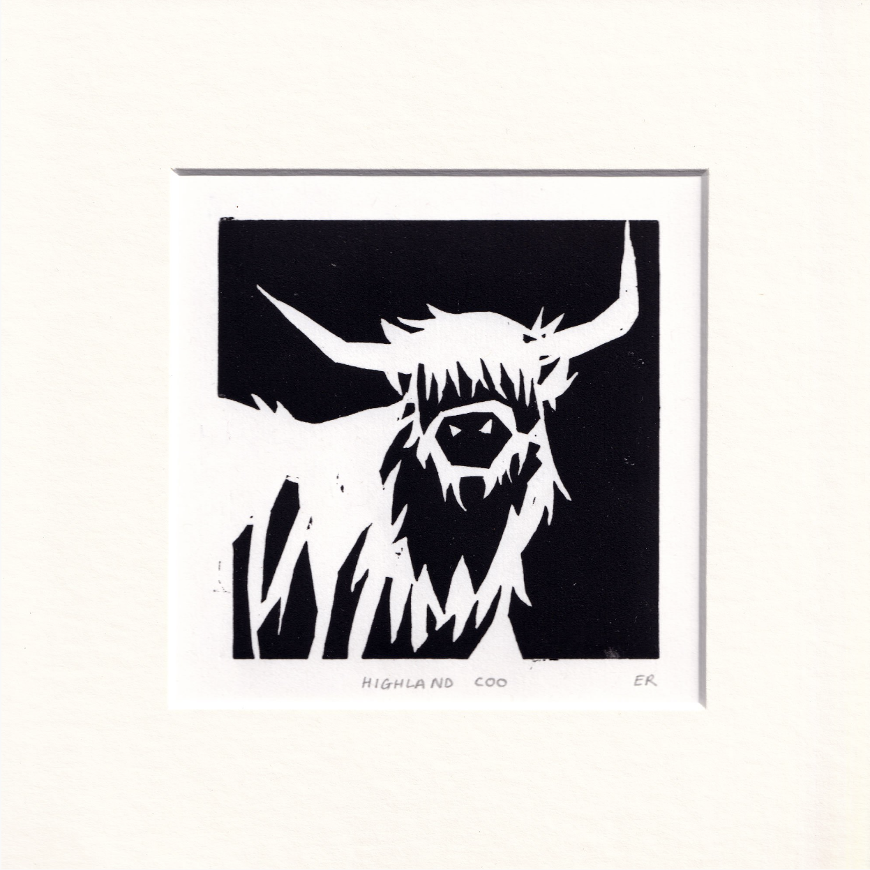 Highland Coo Original Linocut - 1
