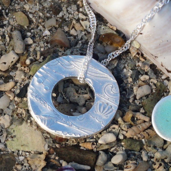 Memories of the Beach Turquoise Two Sided Pendant