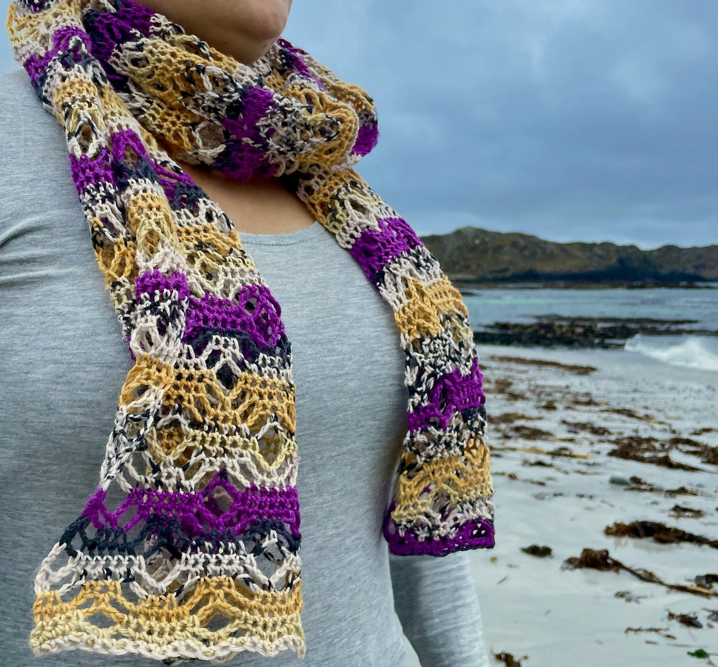 Sea Pinks Crochet Scarf - 5