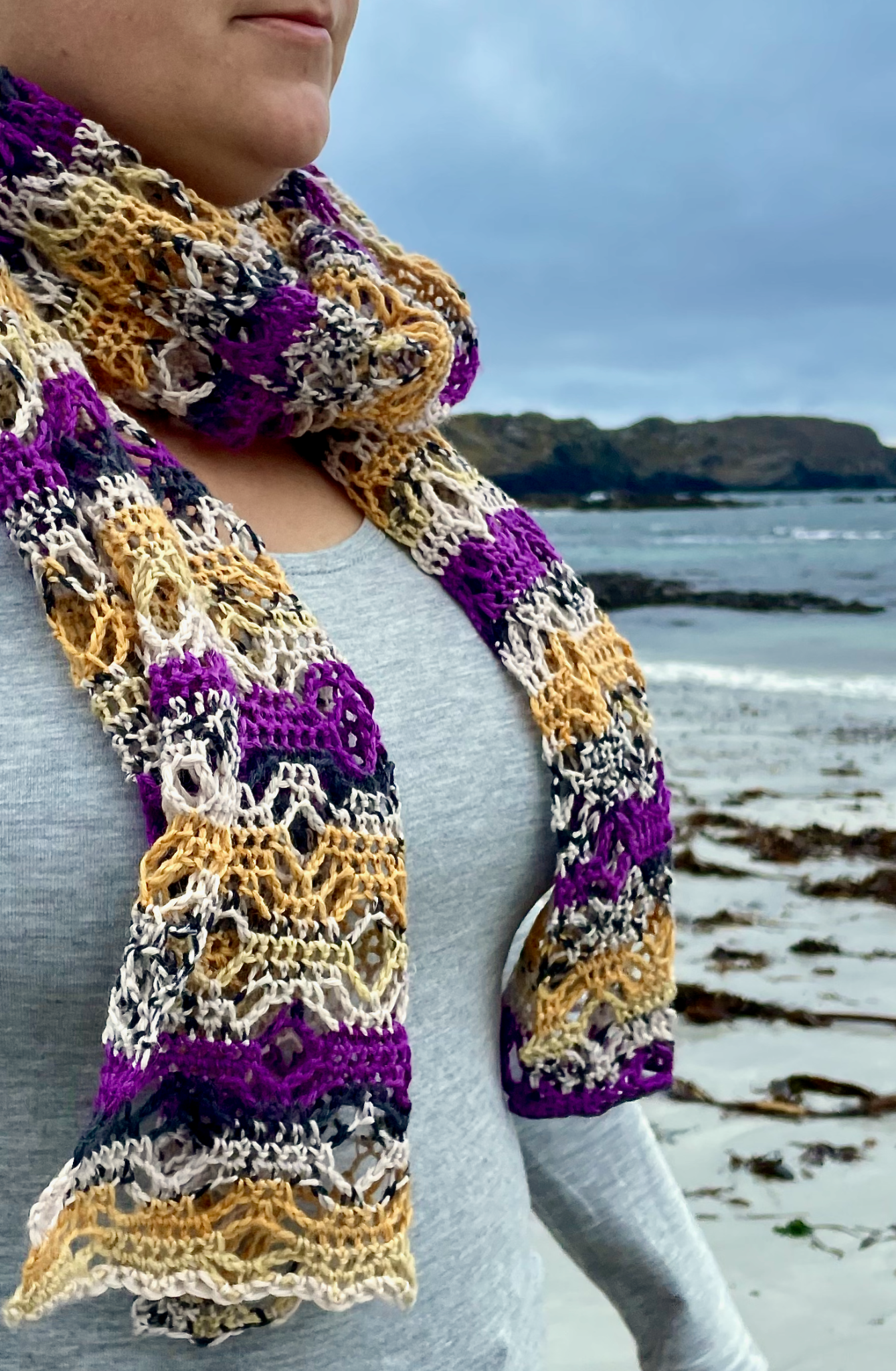 Sea Pinks Crochet Scarf - 1