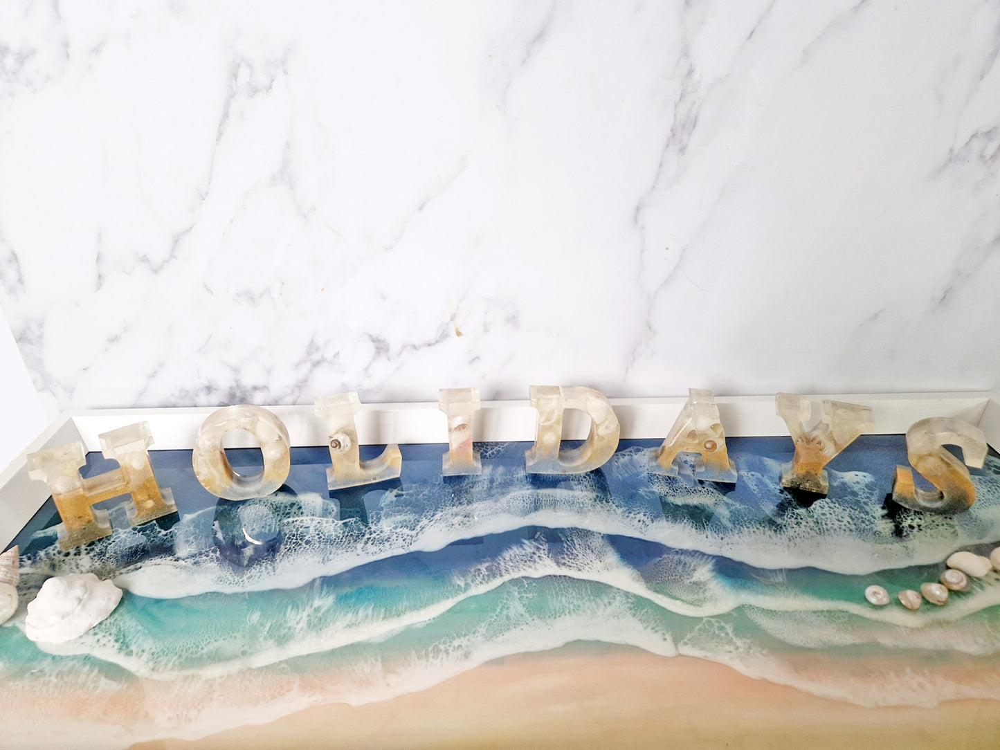 Sand and Shell Resin Letters and Numbers