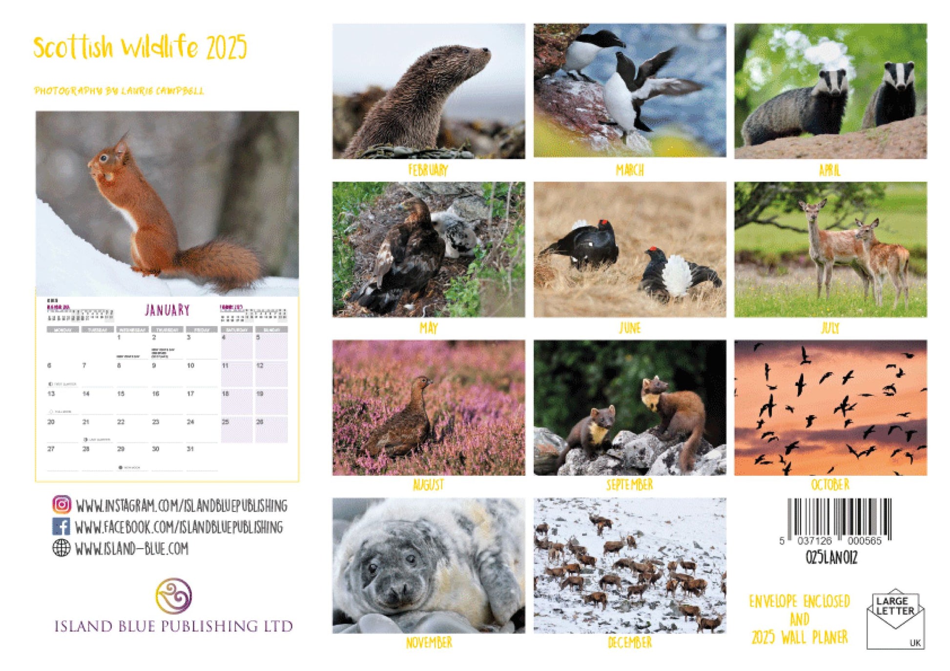 2025 Scottish Wildlife Landscape Calendar and Wall Planner - 2