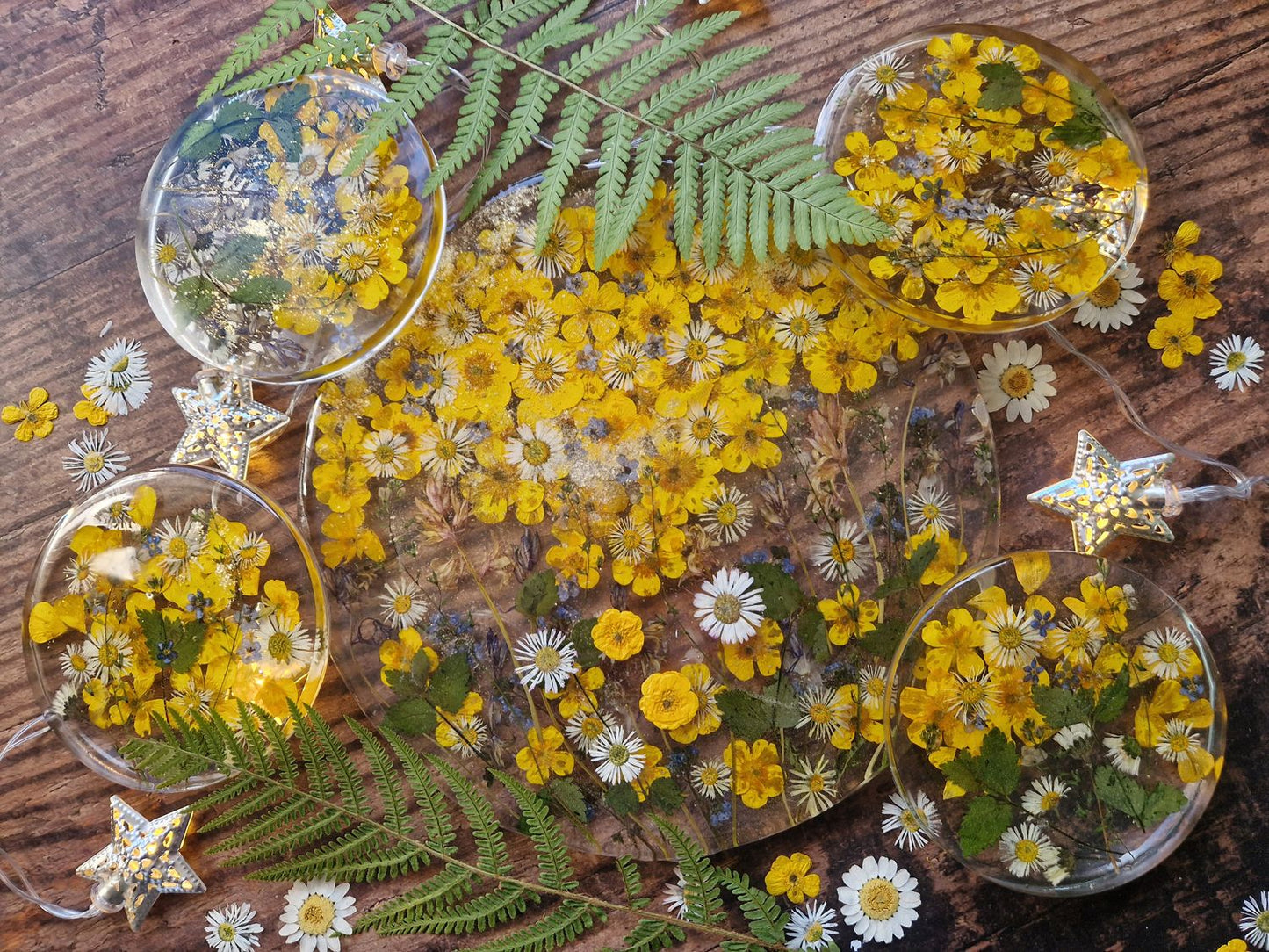 HANDMADE Wildflowers of Mull resin coasters SET - 2