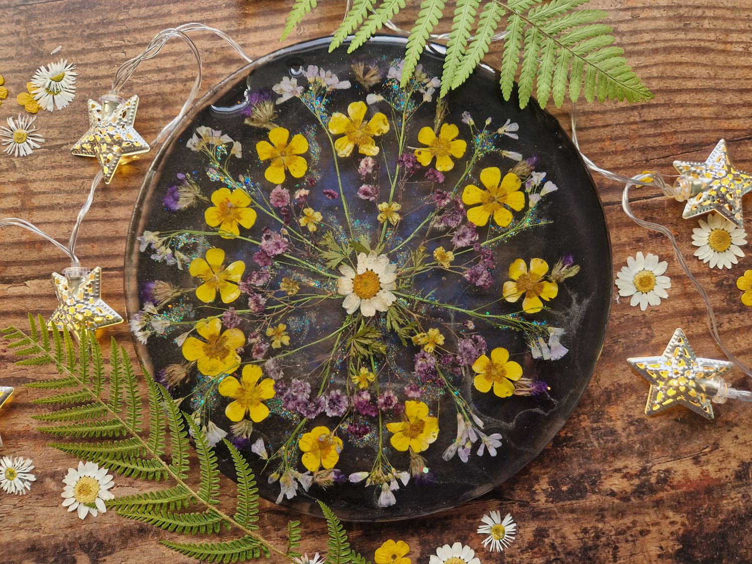 HANDMADE Wildflowers of Mull resin coaster LARGE - 1