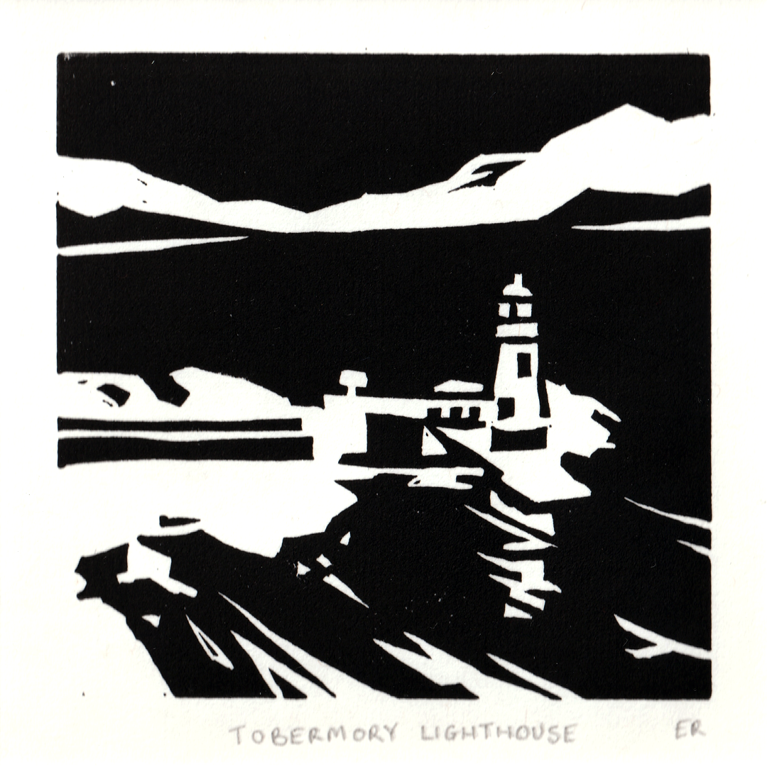 Tobermory Lighthouse Original Linocut - 2