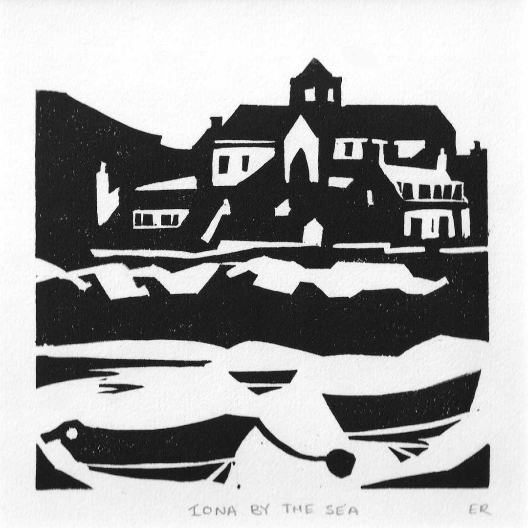 Iona by the Sea Original Linocut - 4