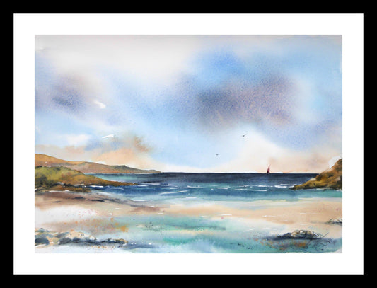The Red Sail, Original Watercolour Painting