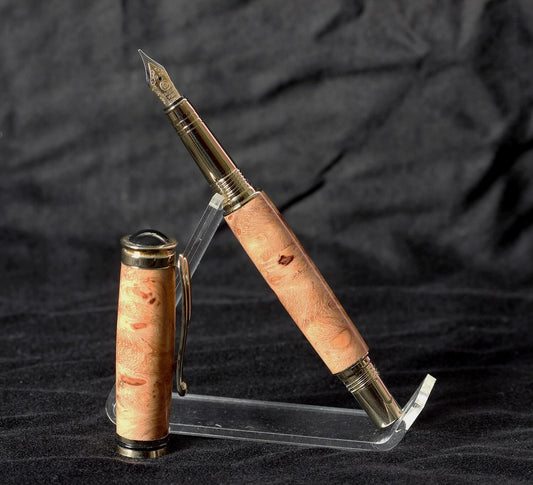 Hand Crafted Burr Elm Wood Fountain Pen
