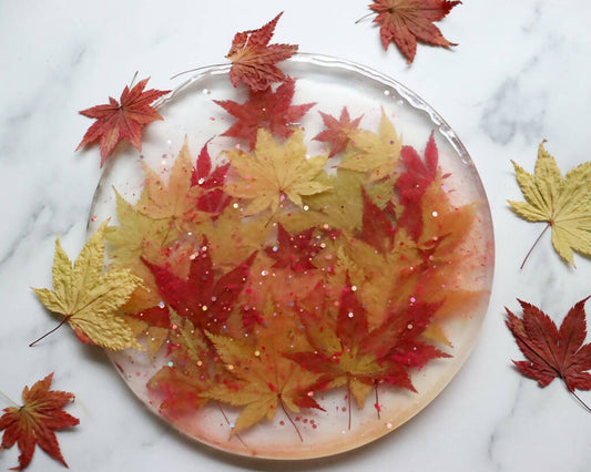 HANDMADE resin coaster made with real Maple tree leaves - 1
